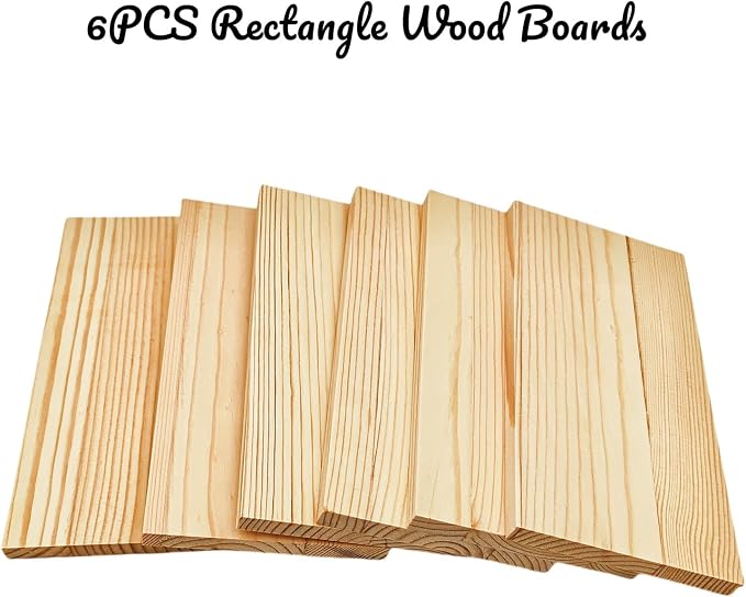 6PCS Rectangle Wood Boards Unfinished Wood Blocks