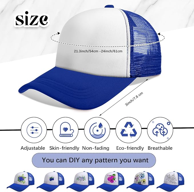 Vabean 24 Pack Sublimation Blank Cap Trucker Mesh Cap Unisex Plain Blank