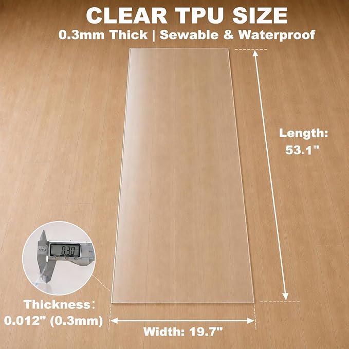 SHISU Clear TPU Vinyl Fabric 12 Mil, Heavy Duty Waterproof Sheet | Strong