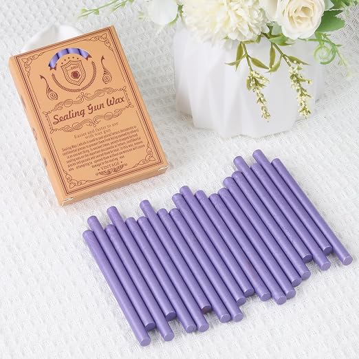Pearl Purple Sealing Wax Sticks, WASOHLING 20Pcs Glue Gun Wax Seal Sticks