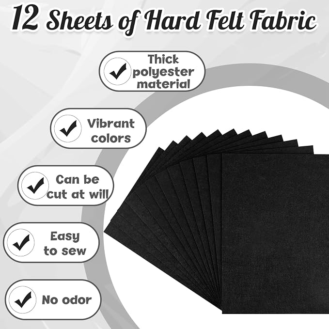NEBURORA 12 Pcs 2mm Thick Stiff Felt Sheets