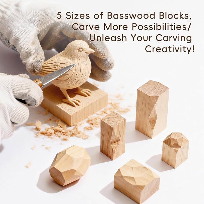 34PCS Basswood Carving Blocks, Soft Unfinished Wood Whittling Blanks in 2 Sizes