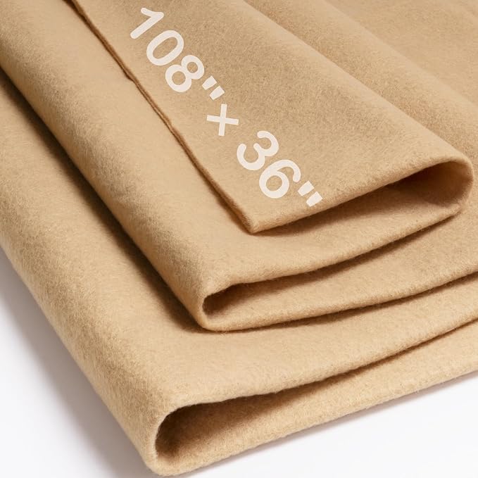 XSEINO Tan Large Felt Fabric 108" X 36 ", 1.4 mm Thick Soft Felt Fabric Sheet