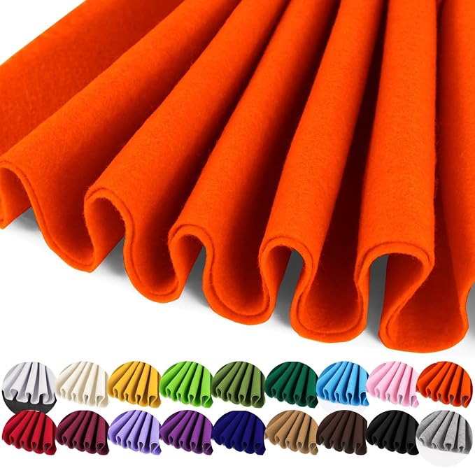 IONTACH 36" X 36" Orange Soft Felt Fabric 1.6mm Thick | Felt Sheets