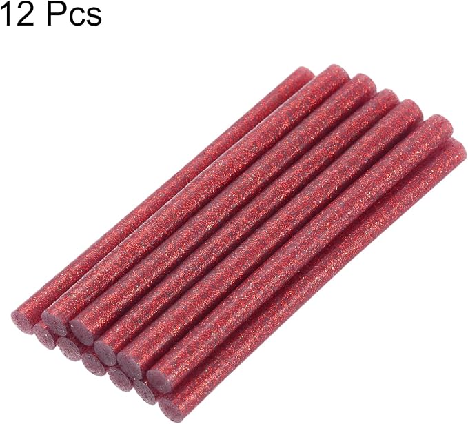 uxcell Mini Hot Glue Sticks for Glue Gun 11mm x 200mm Glitter Red 12pcs