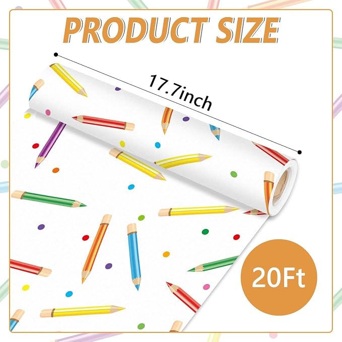 Qyeahkj Colorful Pencil Bulletin Board Paper Roll Pencil Bulletin Board