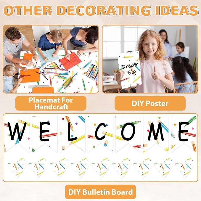 Qyeahkj Colorful Pencil Bulletin Board Paper Roll Pencil Bulletin Board