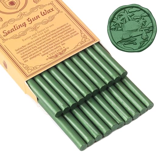 Pine Green Sealing Wax Sticks, WASOHLING 20Pcs Glue Gun Wax Seal Sticks