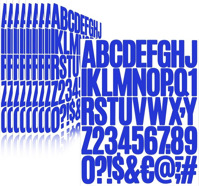 Letter Stickers, Mailbox Numbers, 2 Inch Waterproof Vinyl Alphabet | 2 Inch Blue