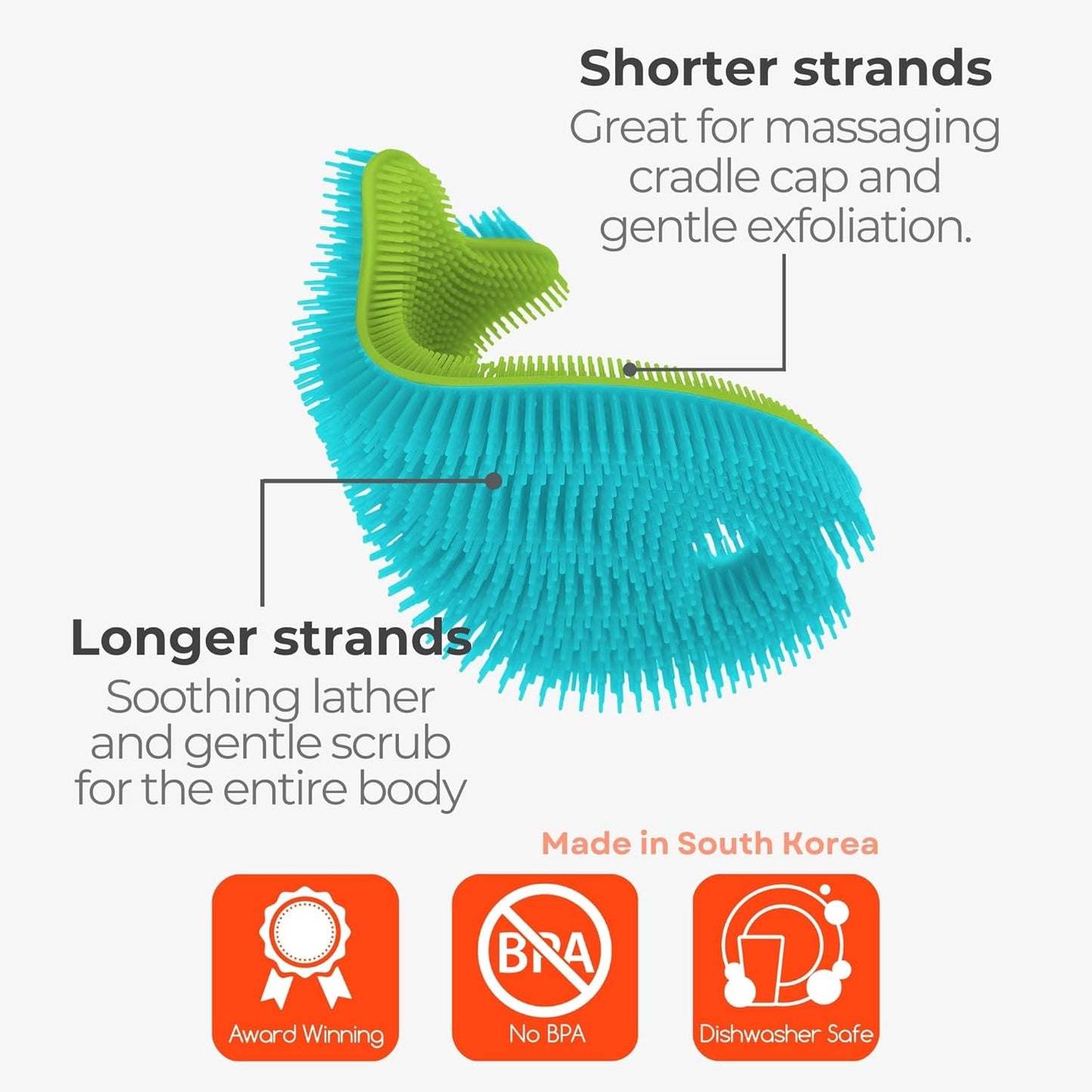 Innobaby Bathin' Smart Silicone Sensory Fish Bath Scrub for Babies and Toddlers - Aqua Green