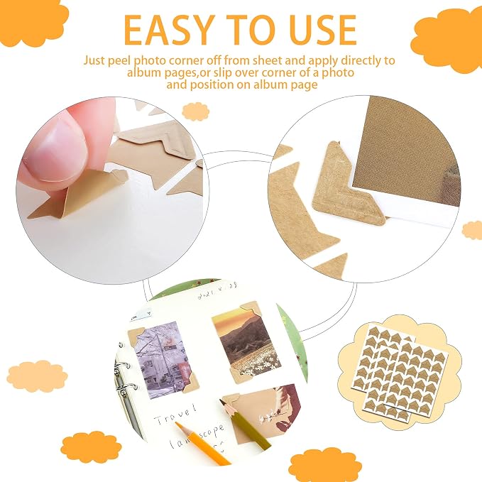 Pajean 720 Pieces Photo Corners Self Adhesive Photo Corners
