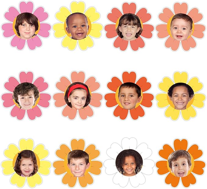 60pcs Spring Theme Flower Cutouts Boho Daisy Bulletin Board Decoration Back to