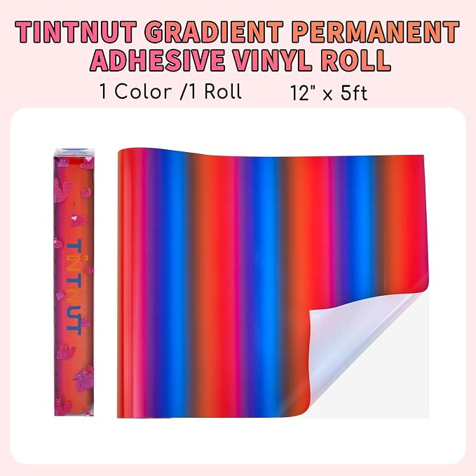 Tintnut Gradient Permanent Vinyl Roll 12in x 5ft Blue Red Adhesive Vinyl |