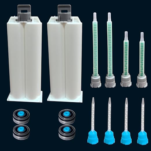 2 epoxy Resin Gun Barrels, 8 nozzles of 3 Different Specifications,