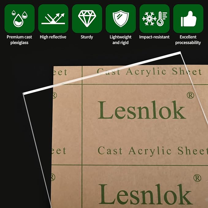 Lesnlok 6 Pieces 6 x 6 Acrylic Sheet 1/8 Thick 3mm Plexiglass Sheet,