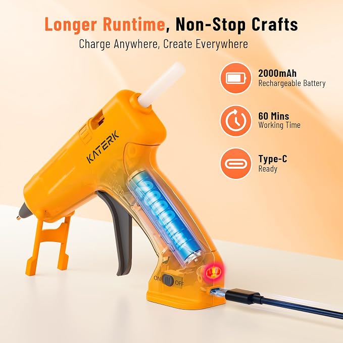 Katerk 3.7V Cordless Hot Glue Gun Kit