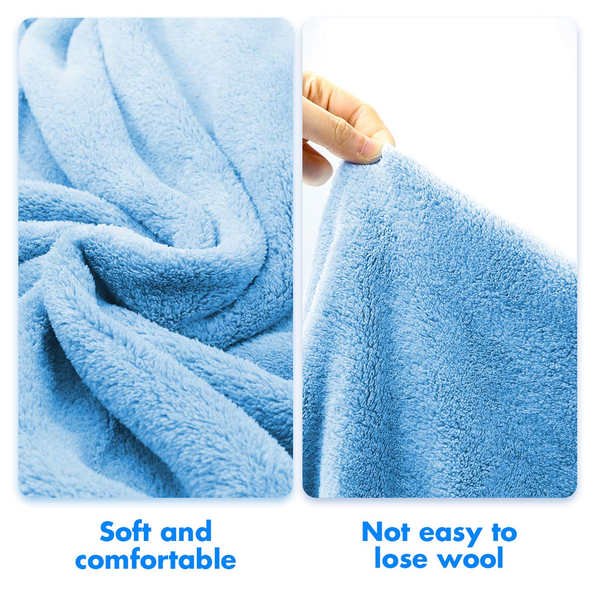 ROMASA Toddler Hooded Bath Towel Ultra Soft Towel Highly Absorbent Bathrobe Blanket for Boys Girls- 27.5" x 55"(Blue Shark-Shape)