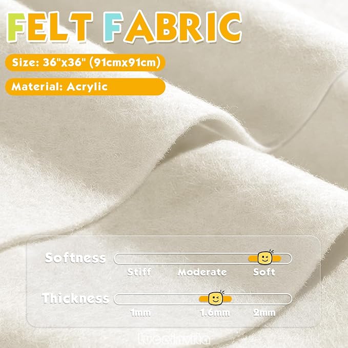 Ivory 36" X 36" Felt Fabric Sheet