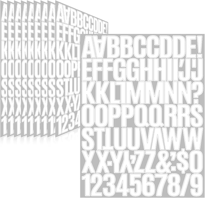 730 Pcs 10 Sheets Letter Stickers, Self Adhesive Waterproof 1.5 Inch Mailbox
