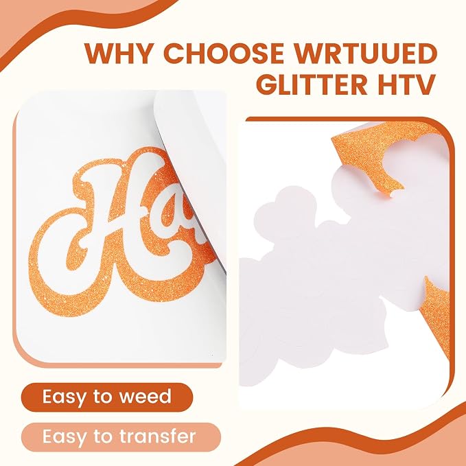 Orange Glitter HTV Heat Transfer Vinyl