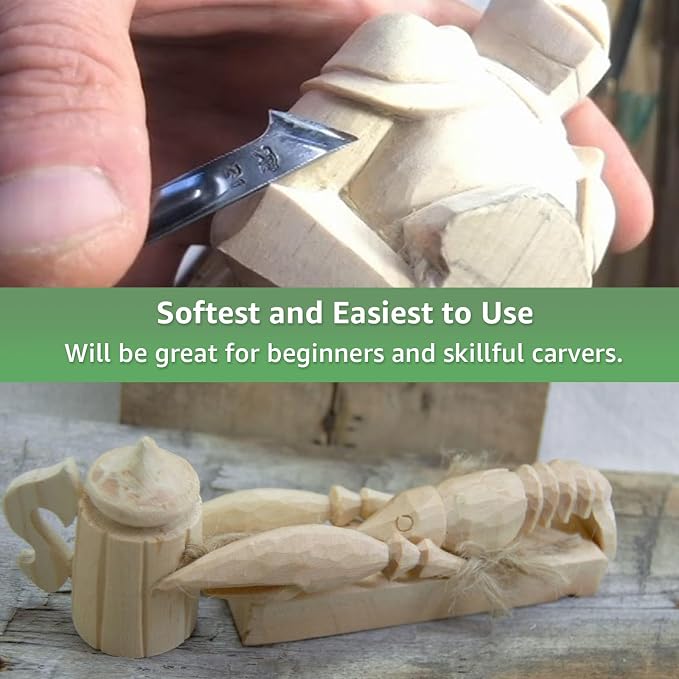 2 Pack Unfinished Basswood Carving Blocks, Christmas DIY Supplies