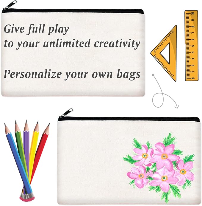 ZeeDix Canvas Zipper Pouch Bulk – 8.3 x 5 Inches Cotton Canvas Pouches