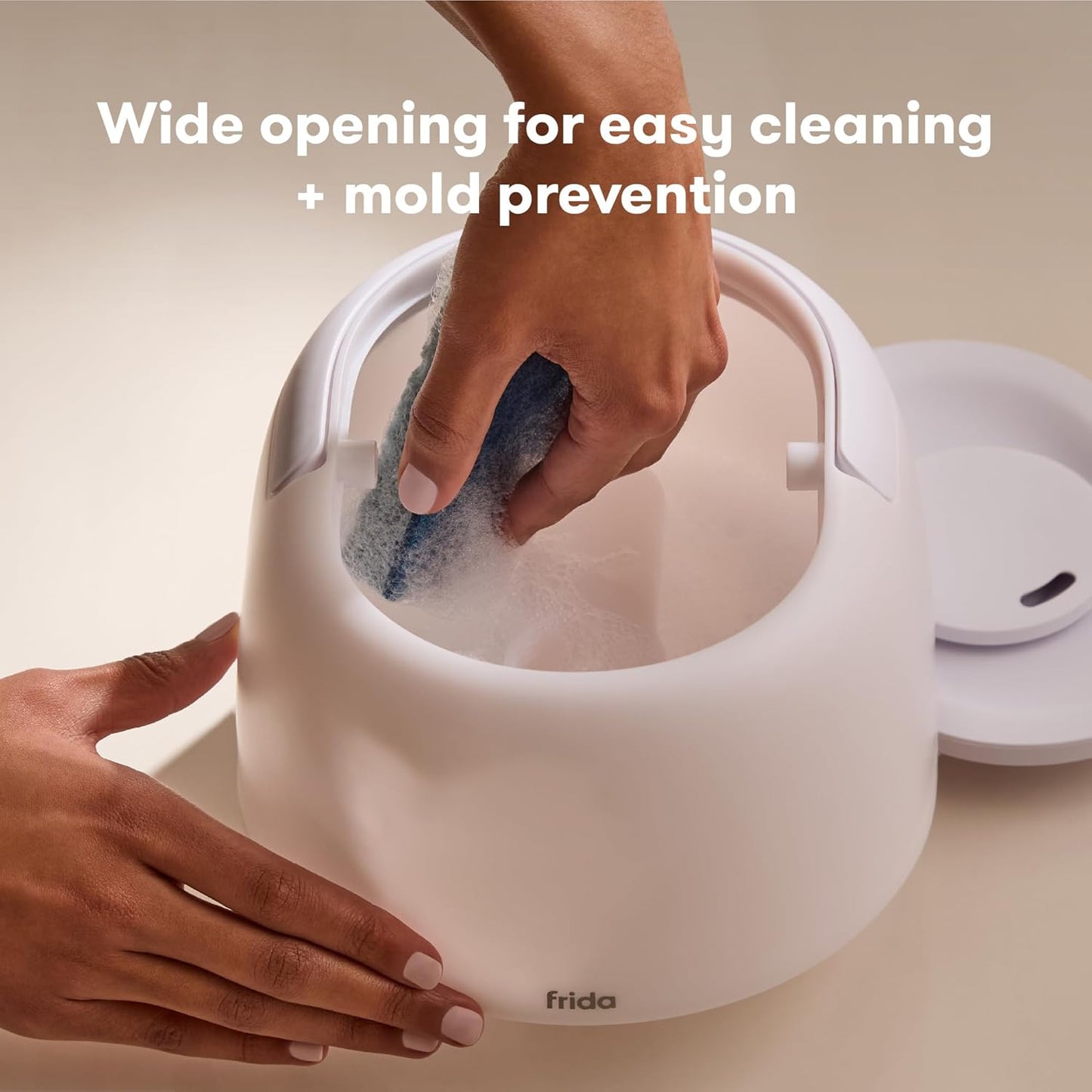 Frida Baby 3-in-1 Cool Mist Humidifier for Large Rooms, Top Fill Humidifier for Bedroom, Allergy Relief, 60 Hour Runtime + Nightlight, Auto Shut-Off, Quiet, Carry Handle, Essential Oil Diffuser