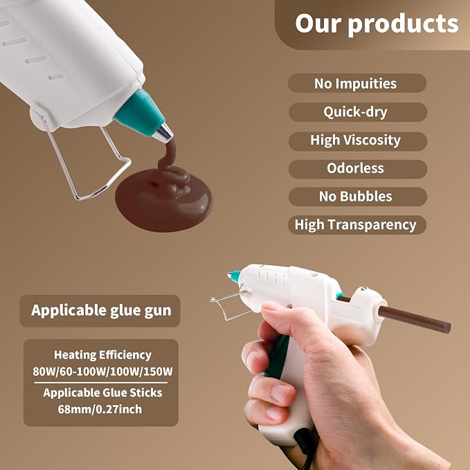 MATUFF Brown Hot Glue Sticks Mini 0.27" x 5.9 inches, Hot Melt Mini Colored