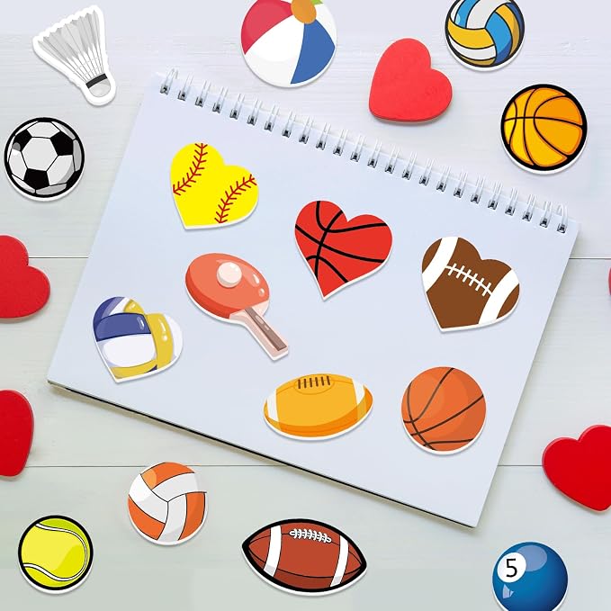 300Pcs Sports Foam Stickers Assorted Sport Ball Basketball Football Baseball