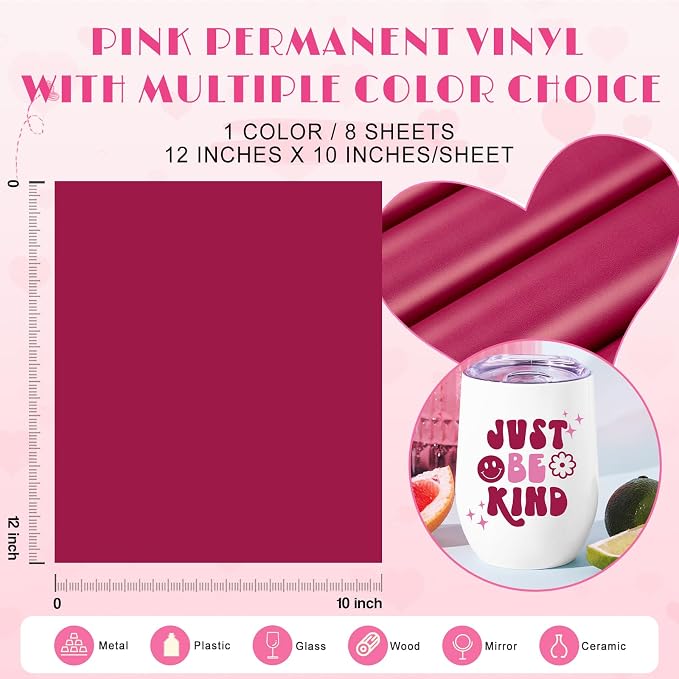 Tintnut Magenta Permanent Vinyl 8 Sheets 12''x10'' Adhesive Vinyl | Solid color