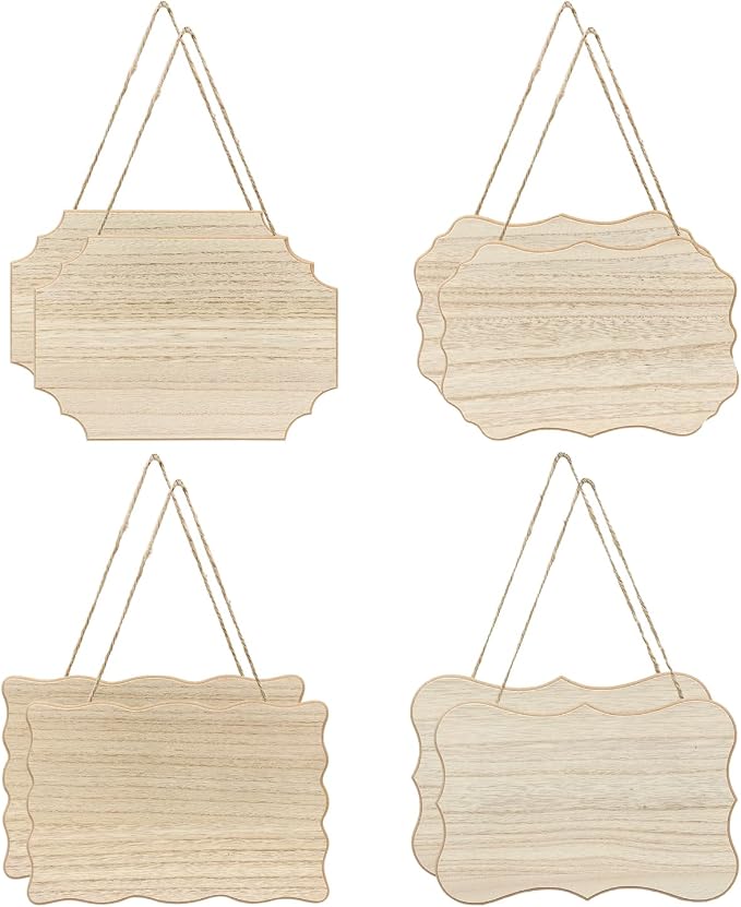 8 Pack Unfinished Wood Signs