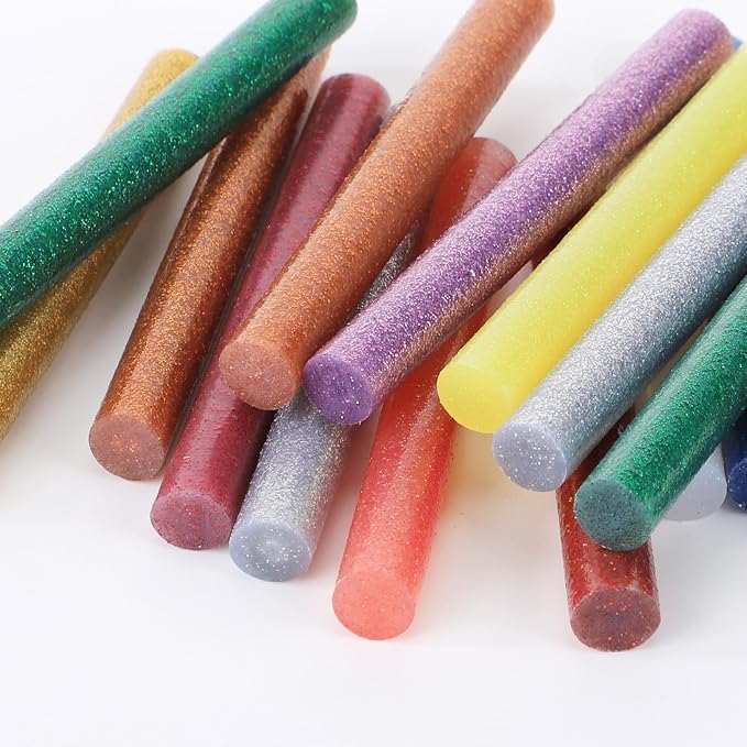 72 Pack Glitter Hot Glue Sticks, 0.43"x4" Glitter Colored Hot Glue Sticks