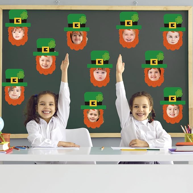 50 Pcs St. Patrick's Day Bulletin Board Leprechaun Hat Cutouts | Green