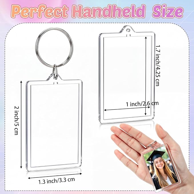 Yaomiao Acrylic Photo Frame Keychain Holder Photo Picture Insert Blank Keyring