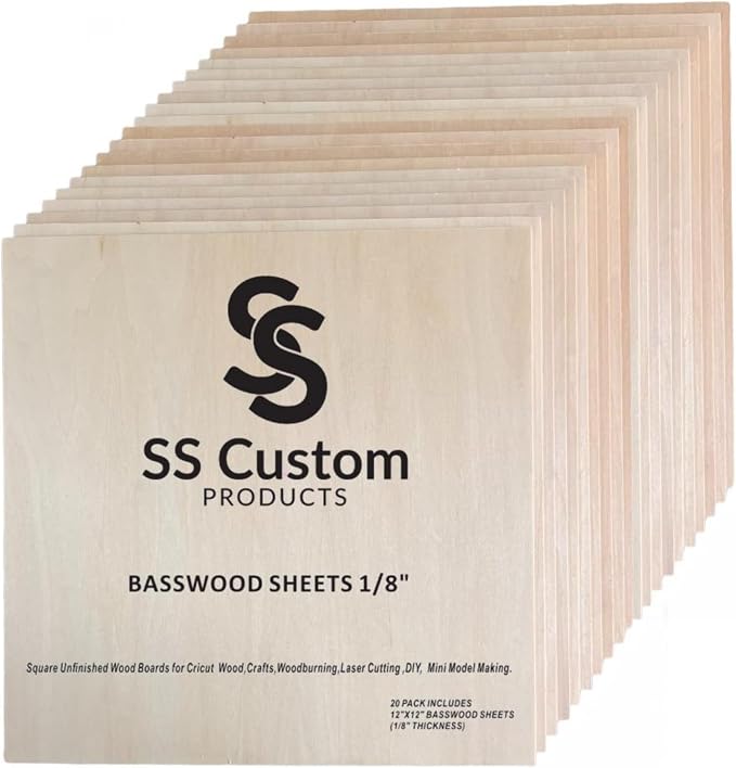 Basswood Sheets for Crafts 1/8 inch, 3mm Plywood Sheets for Laser Cutting