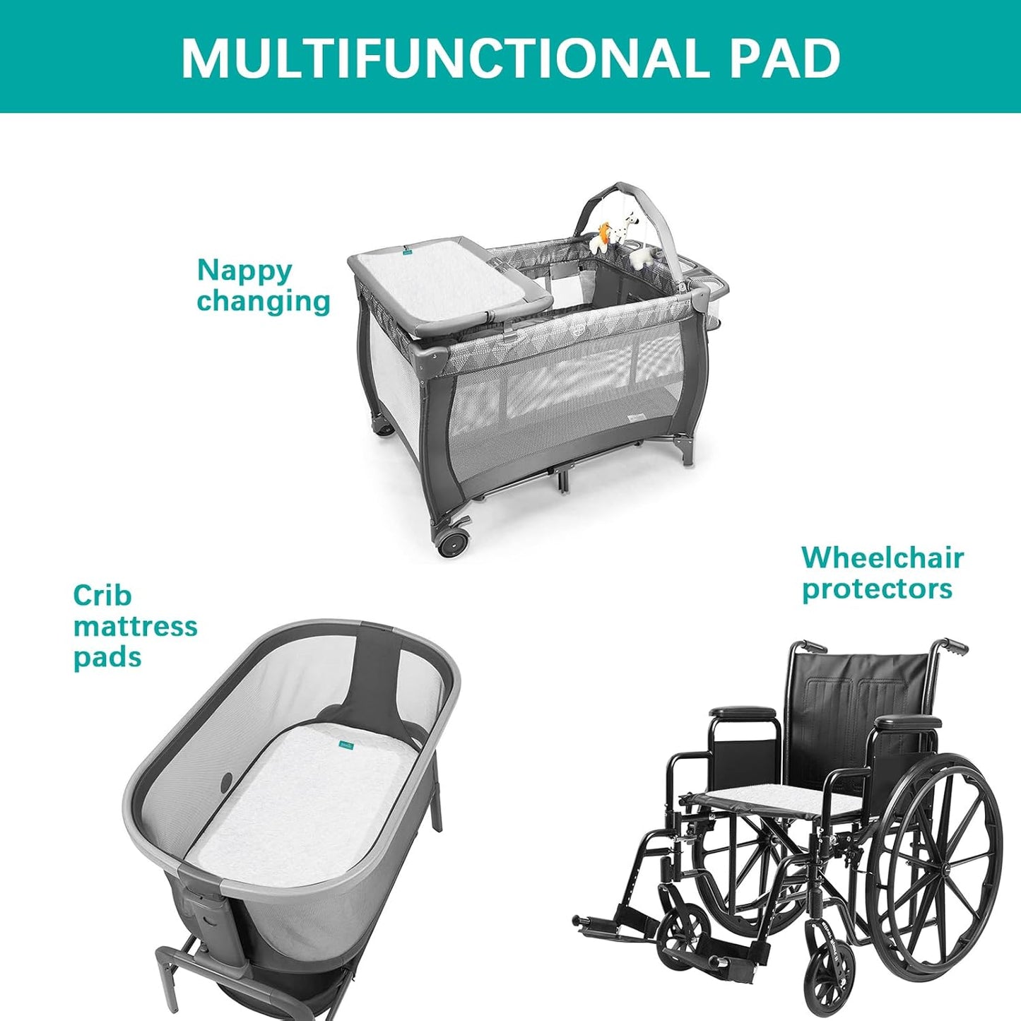 Changing Pad Liner 5 Count, Waterproof Larger Changing Pad Cover 28" X 15", Cotton Terry, Absorbent & Skin-Friendly Changing Pad Liners (Solid Improved Thickness)