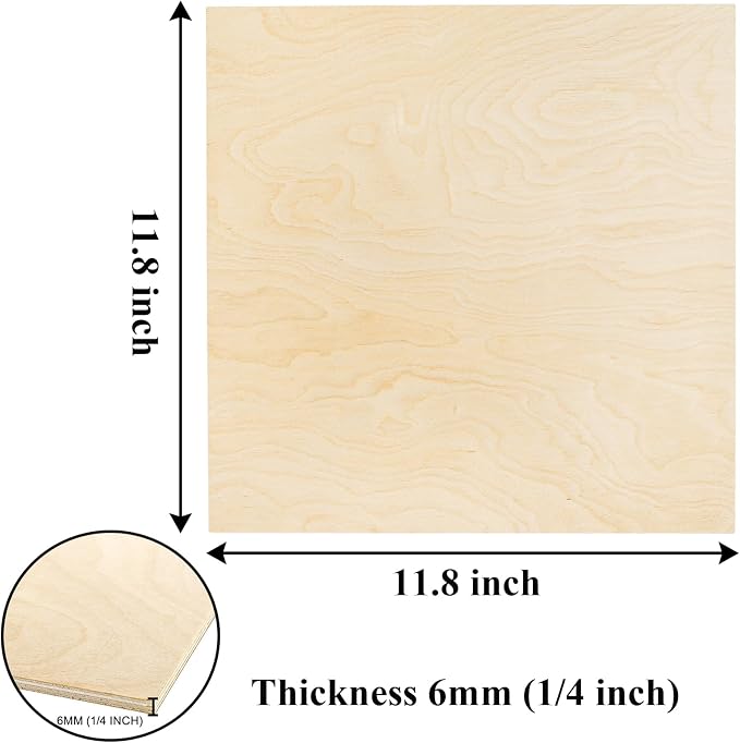Yarlung 10 Pack Baltic Birch Plywood, 11.8 x 11.8 x 1/4 Inch Baltic Birch Wood