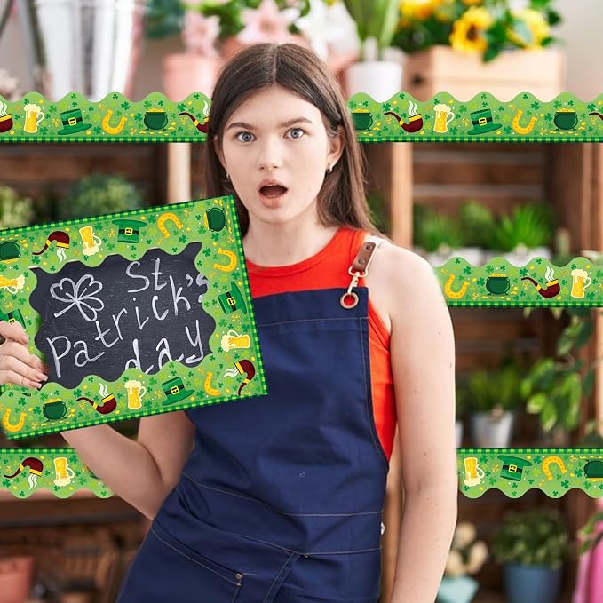 69 Feet St Patricks Day Bulletin Board Borders Lucky Shamrock Clover Rainbow