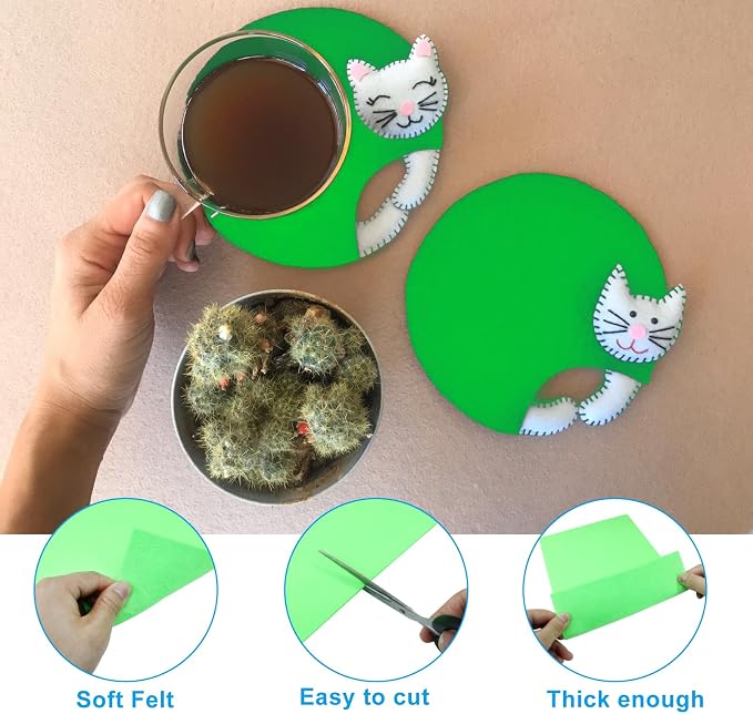 6 Pcs, 8 x 12 Inch Light Green Felt Sheets, 2mm Thick | Felt Fabric