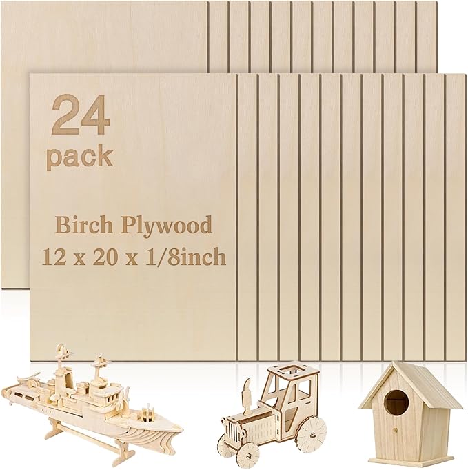 24 Pcs Baltic Birch Plywood, School DIY Projects, CNC Cutting, and Wood Burning