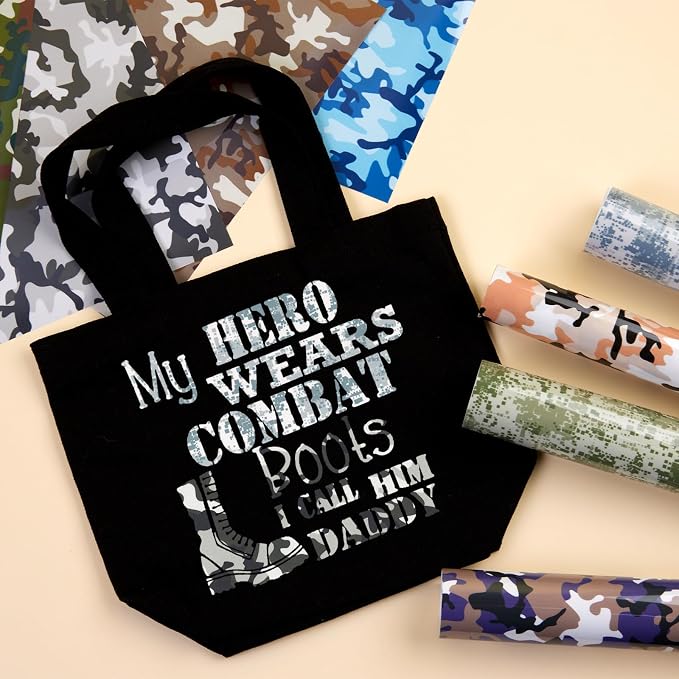 Tintnut Multi-Style Camo Heat Transfer Vinyl, easy cut & weed, stretch washable