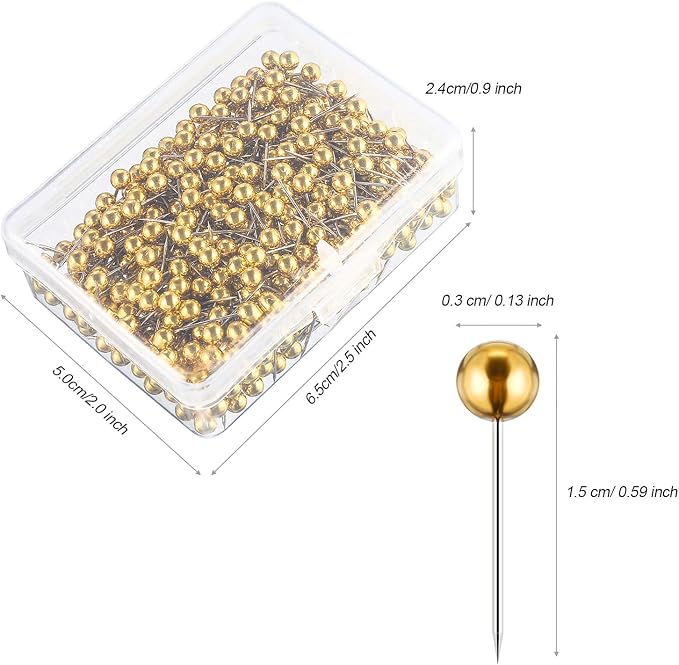 WILLBOND 500 Pack Map Push Pins Map Tacks Small Round Head Push Pins Thumb Tacks