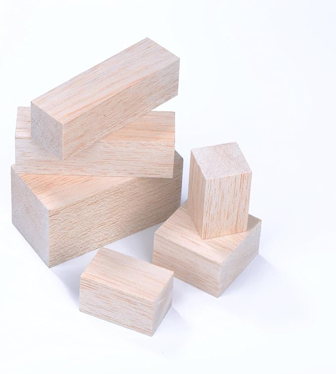 Sumind 12 Pcs Balsa Blocks for Carving 4 Sizes Whittling Wood Carving Kit for