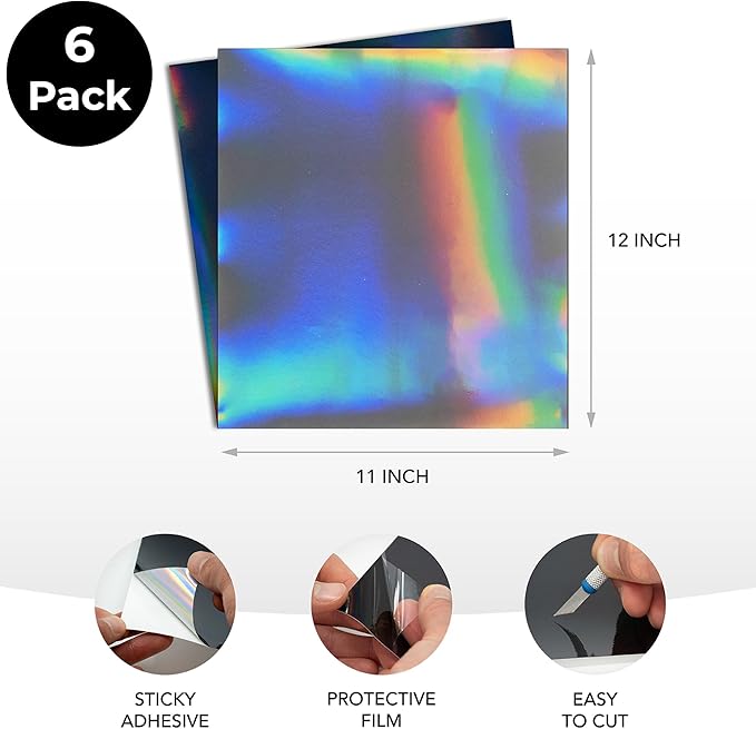 Black Metallic Vinyl Holographic & Oil Slick Vinyl Permanent