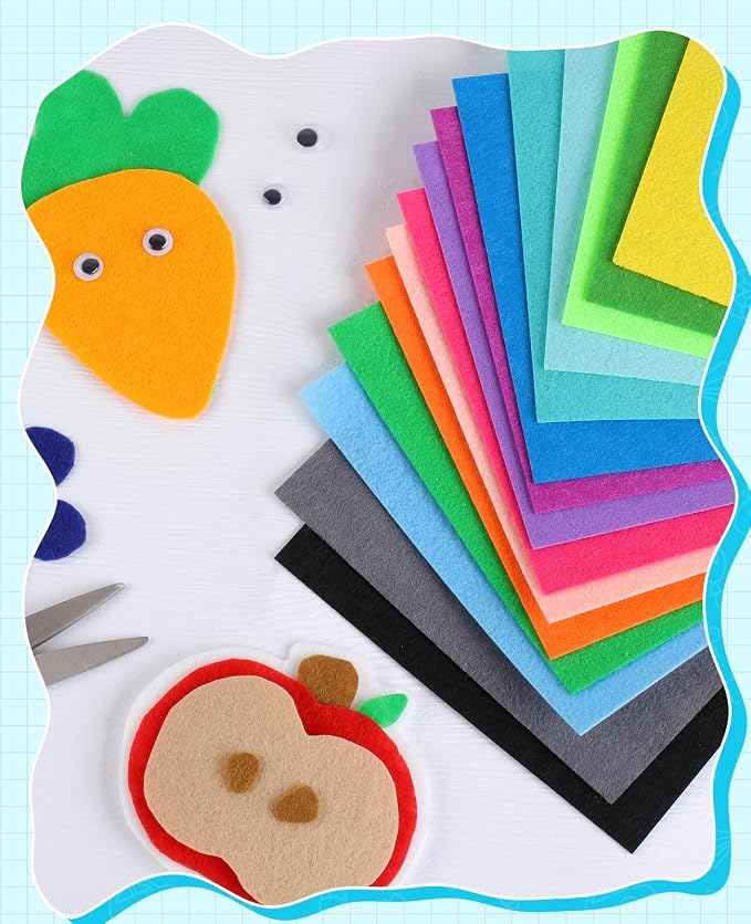 Felt Fabric Sheets 40pcs 6x6in 1mm Assorted Nonwoven