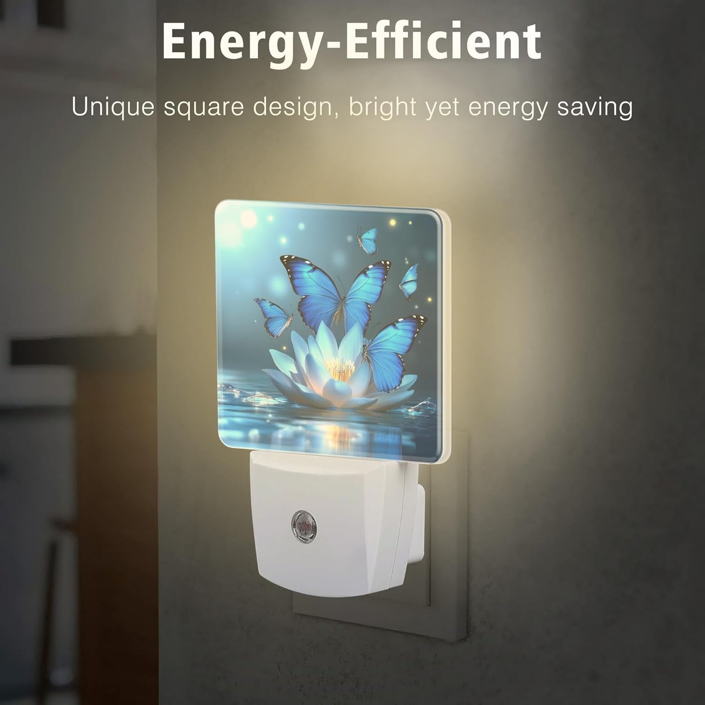 Lotus Night Light Plug into Wall with Dusk to Dawn Light Sensors Water Lily in Pond Butterfly Floral Night Light LED Lamp for Bedroom Hallway Home Wall Decor Nightlight for Girls Boys Men Women