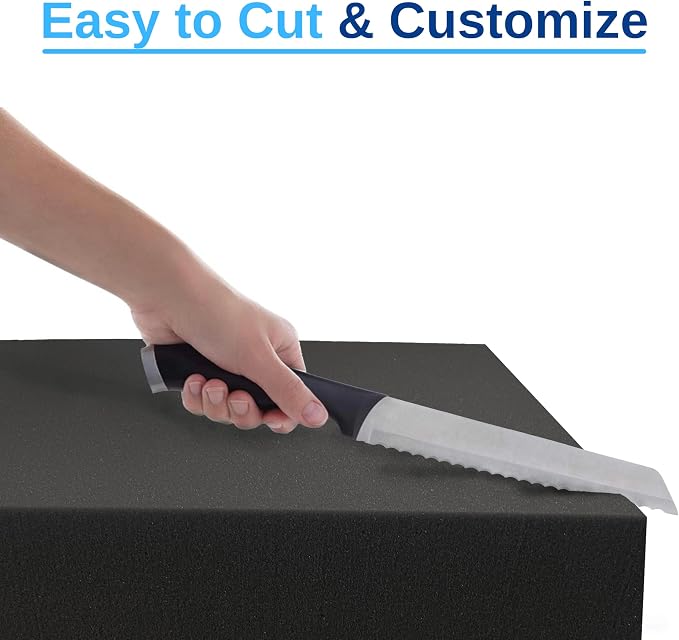 FoamRush 9"x 36" x 36" Charcoal Square Foam, Seat Cushion Replacement,