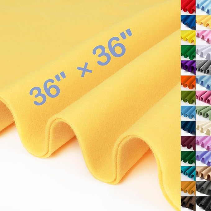 Butter Yellow Felt Fabric Sheet 36" X 36", 1.4mm Thick Large Soft Durable