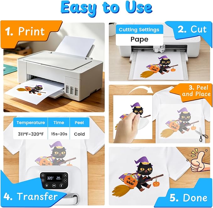 Heat Transfer Paper 30 Sheets, 8.5" X 11" Light Iron On Transfer Paper |