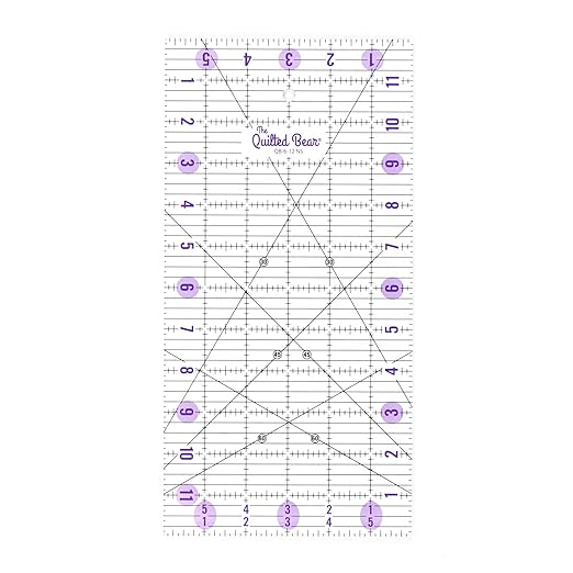 The Quilted Bear Rectangular Acrylic Quilting Ruler, Precise Bold Lines